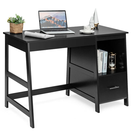 47.5 Inch Modern Home Computer Desk with 2 Storage Drawers-Black Kids Crystal