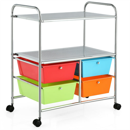4 Drawers Shelves Rolling Storage Cart Rack-Color Kids Crystal