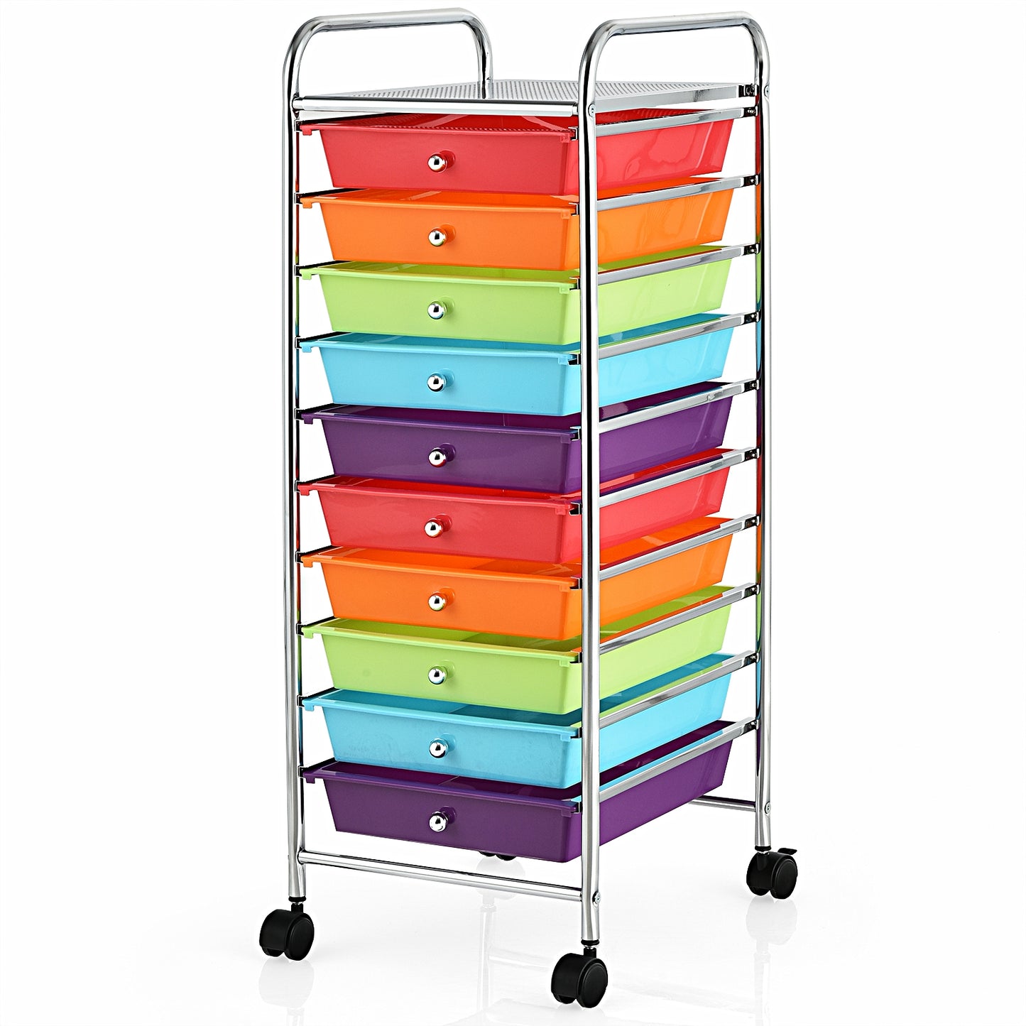 10 Drawer Rolling Storage Cart Organizer with 4 Universal Casters-Multicolor Kids Crystal