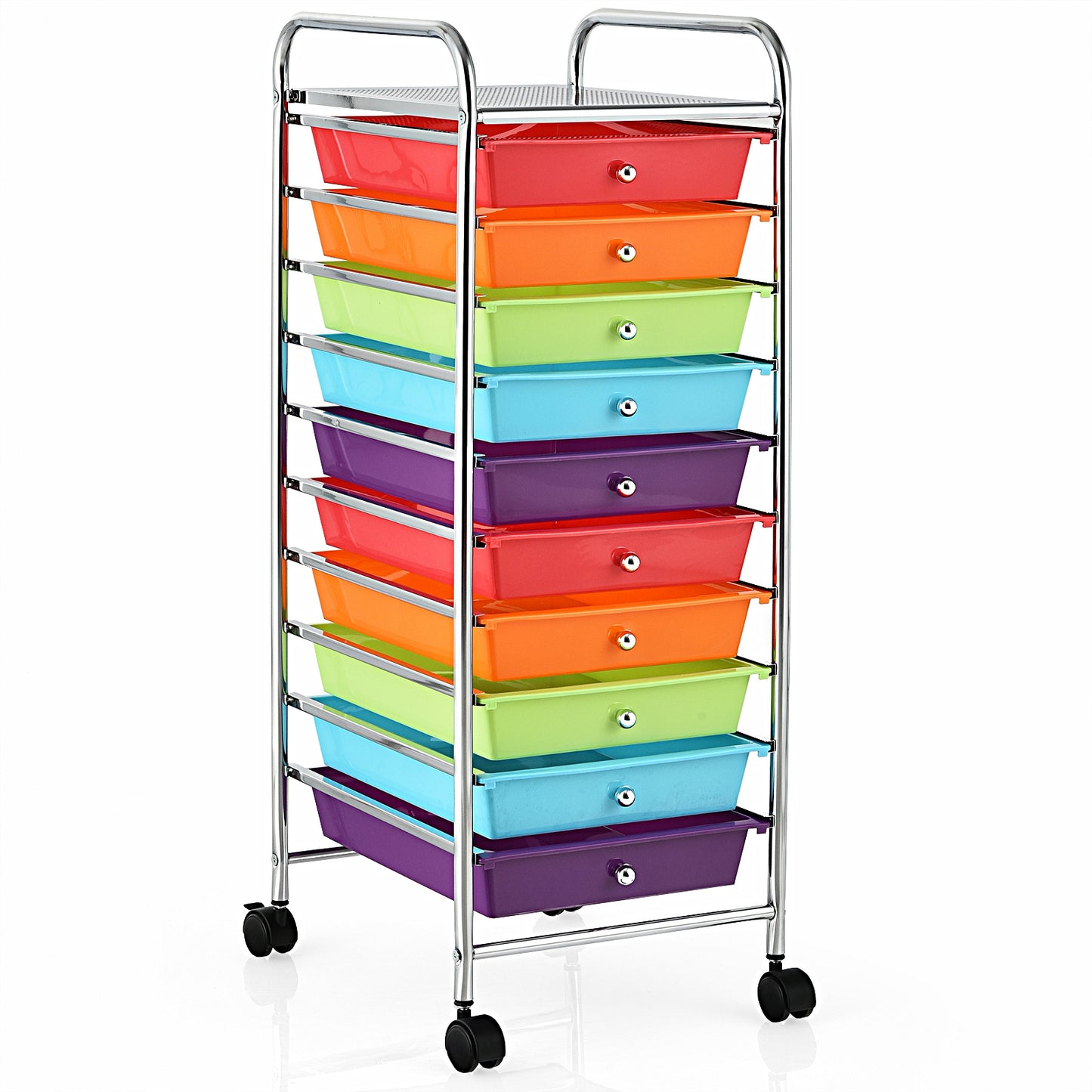 10 Drawer Rolling Storage Cart Organizer with 4 Universal Casters-Multicolor Kids Crystal