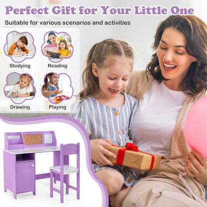 Kids Table and Chair Set for Arts Crafts Homework Home School-Purple
