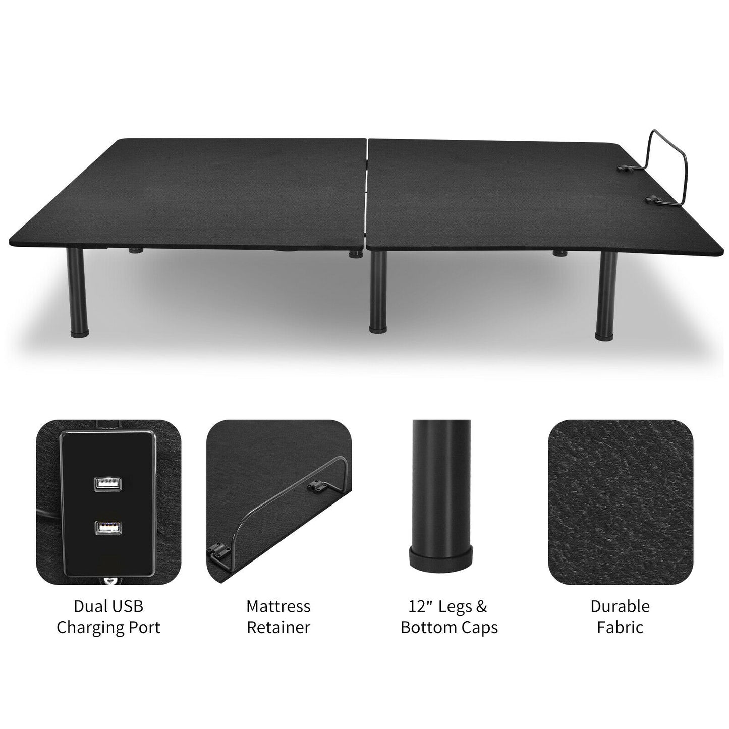 Queen Size Adjustable Bed Base Frame with Wireless Remote Control Kids Crystal