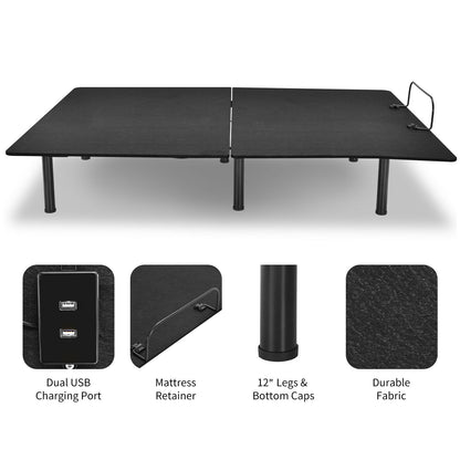Queen Size Adjustable Bed Base Frame with Wireless Remote Control