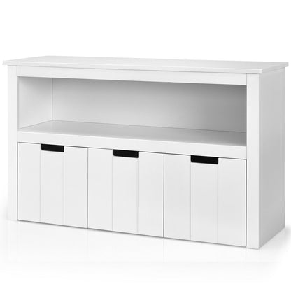 Kid Toy Storage Cabinet 3 Drawer Chest with Wheels Large Storage Cube Shelf-White\