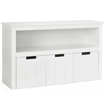 Kid Toy Storage Cabinet 3 Drawer Chest with Wheels Large Storage Cube Shelf-White\