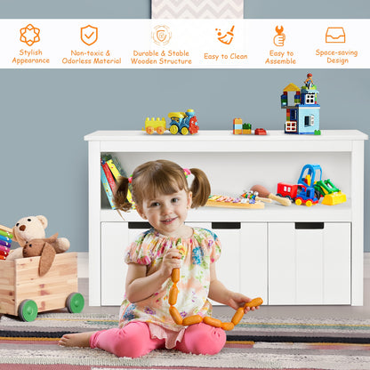Kid Toy Storage Cabinet 3 Drawer Chest with Wheels Large Storage Cube Shelf-White\
