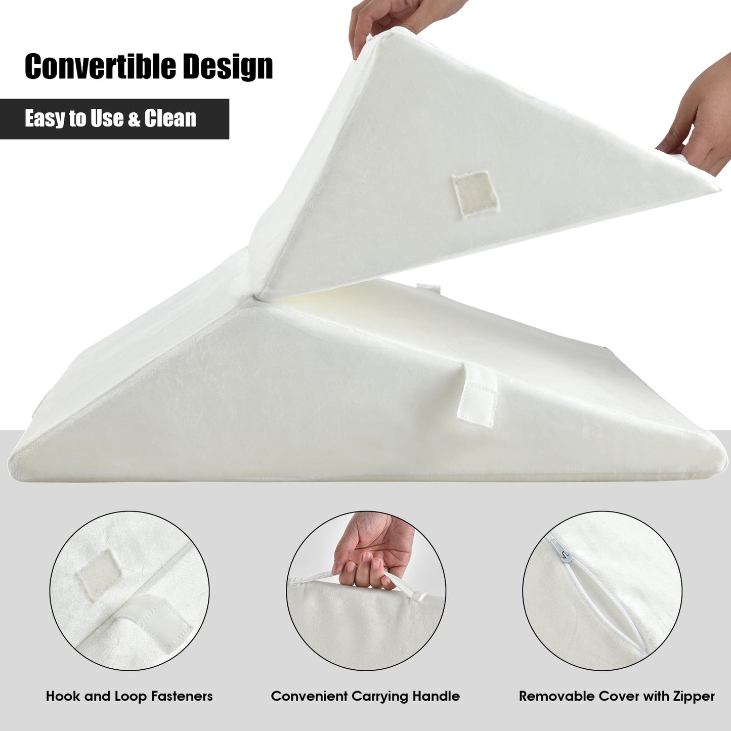 Adjustable Memory Foam Reading Sleep Back Support Pillow-White Kids Crystal