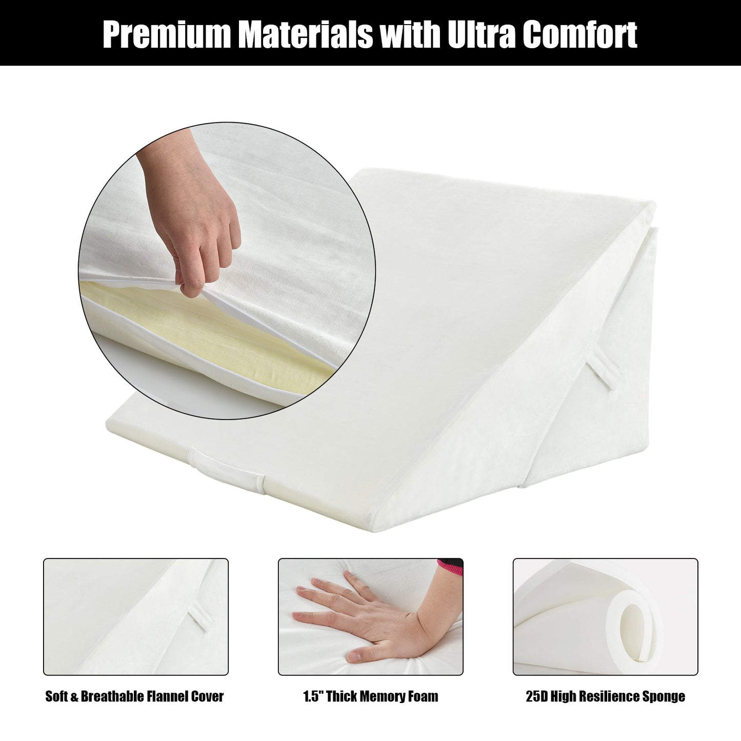 Adjustable Memory Foam Reading Sleep Back Support Pillow-White Kids Crystal