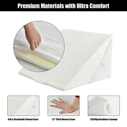 Adjustable Memory Foam Reading Sleep Back Support Pillow-White
