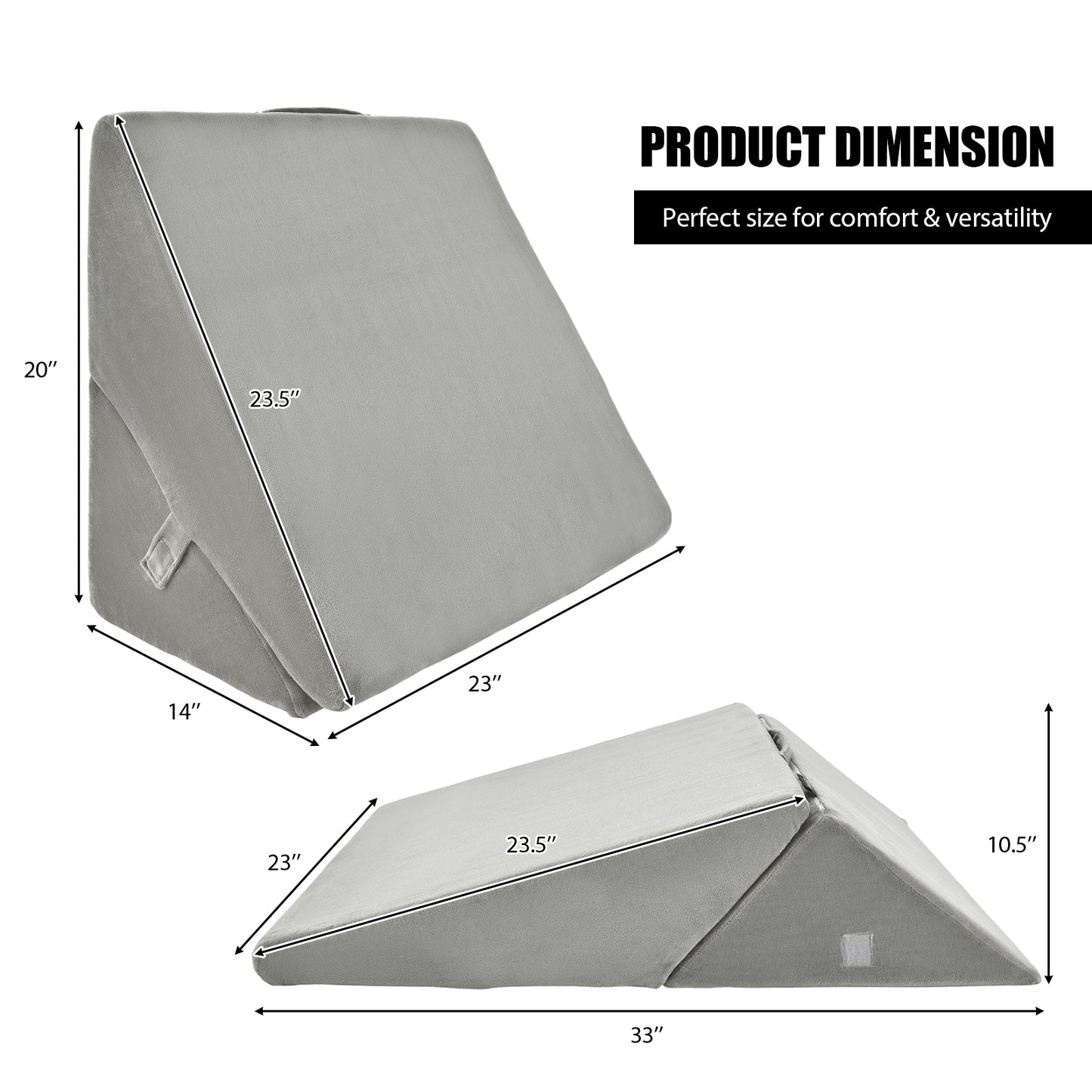 Adjustable Memory Foam Reading Sleep Back Support Pillow-Gray Kids Crystal