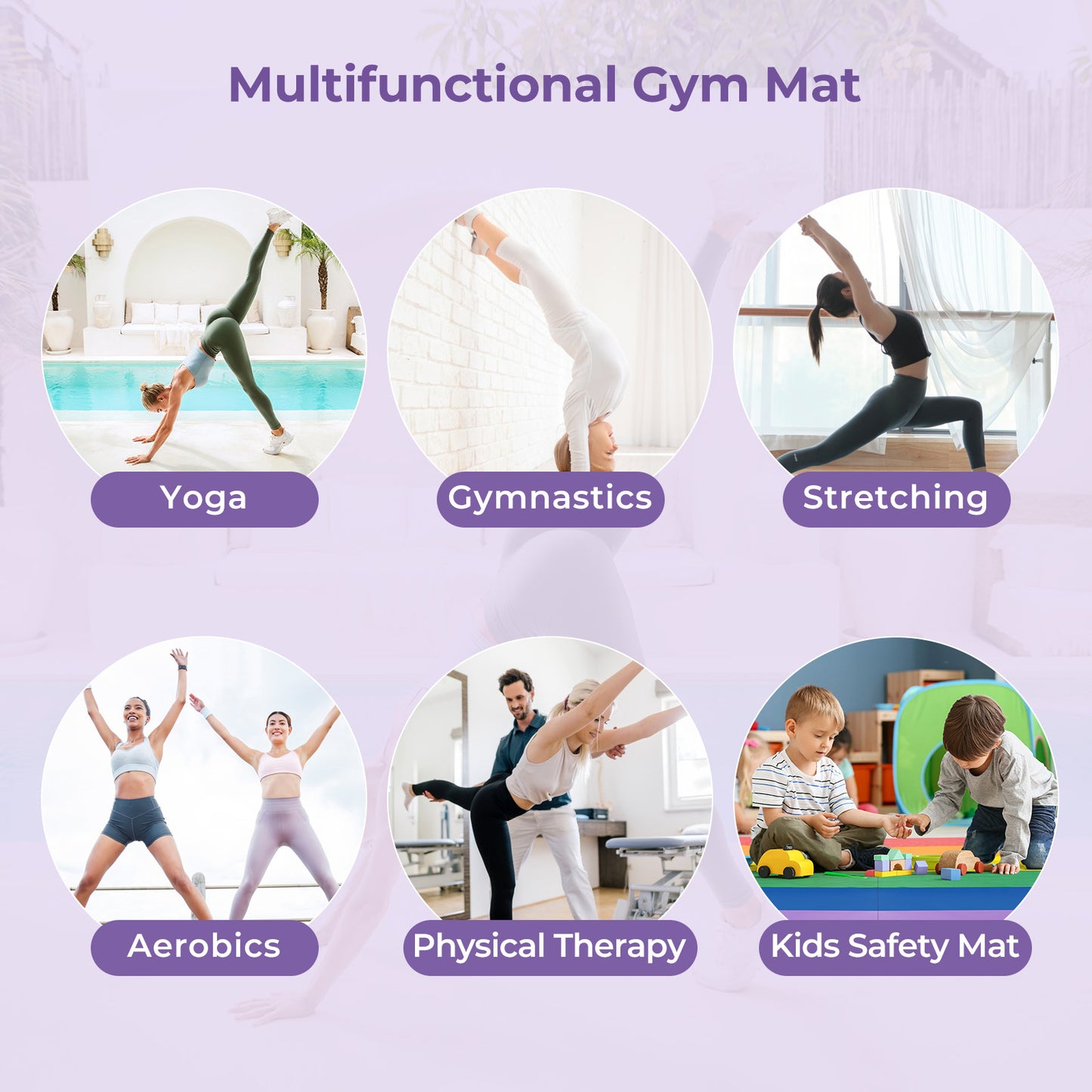 PU Leather Tri-Folding Gymnastics Tumbling Mat with Carrying Handles for Kids Kids Crystal