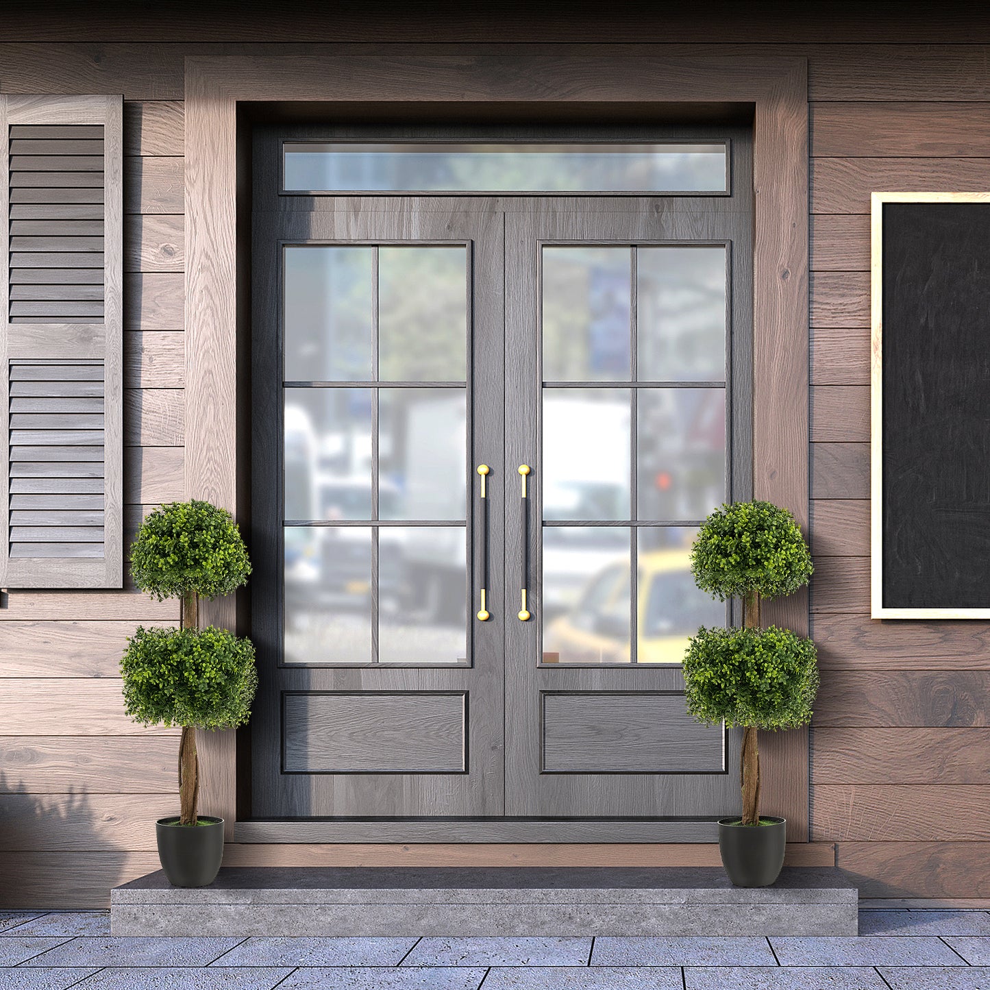 40 Inch Artificial Boxwood Topiary Ball Tree for Front Porch Patio Home-Green Kids Crystal