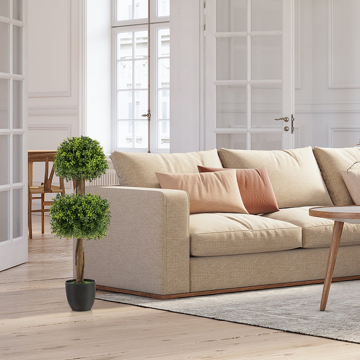 40 Inch Artificial Boxwood Topiary Ball Tree for Front Porch Patio Home-Green Kids Crystal