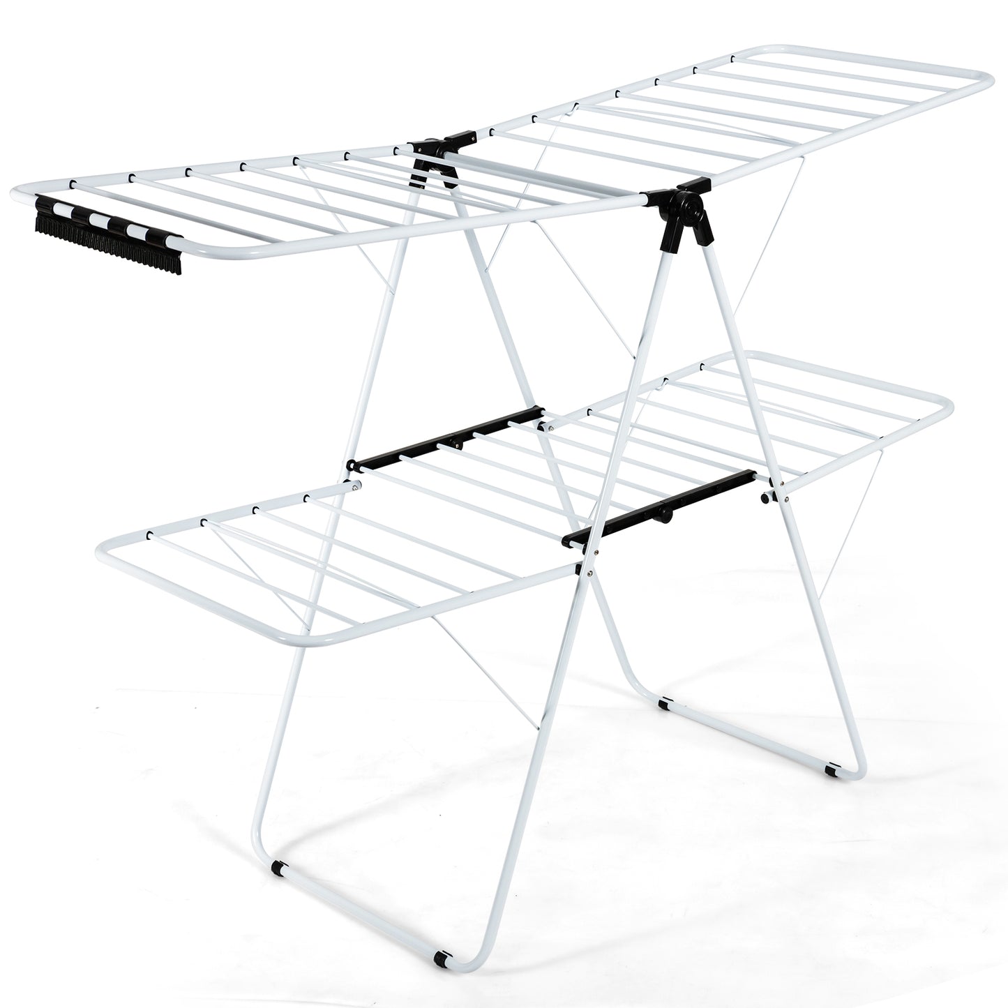 2-Tier Foldable Clothes Drying Rack with Adjustable Gullwing Kids Crystal