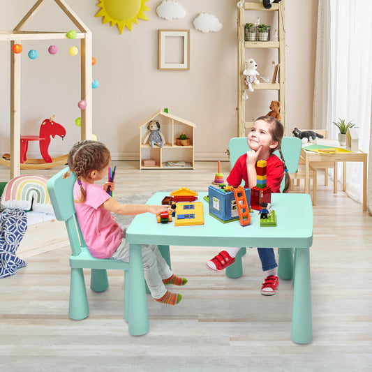 3 Pieces Toddler Multi Activity Play Dining Study Kids Table and Chair Set-Green Kids Crystal