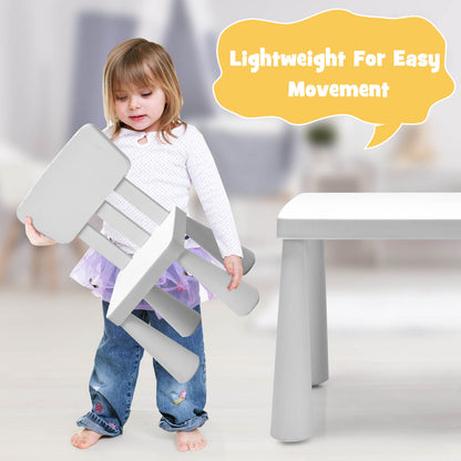 3 Pieces Toddler Multi Activity Play Dining Study Kids Table and Chair Set-White