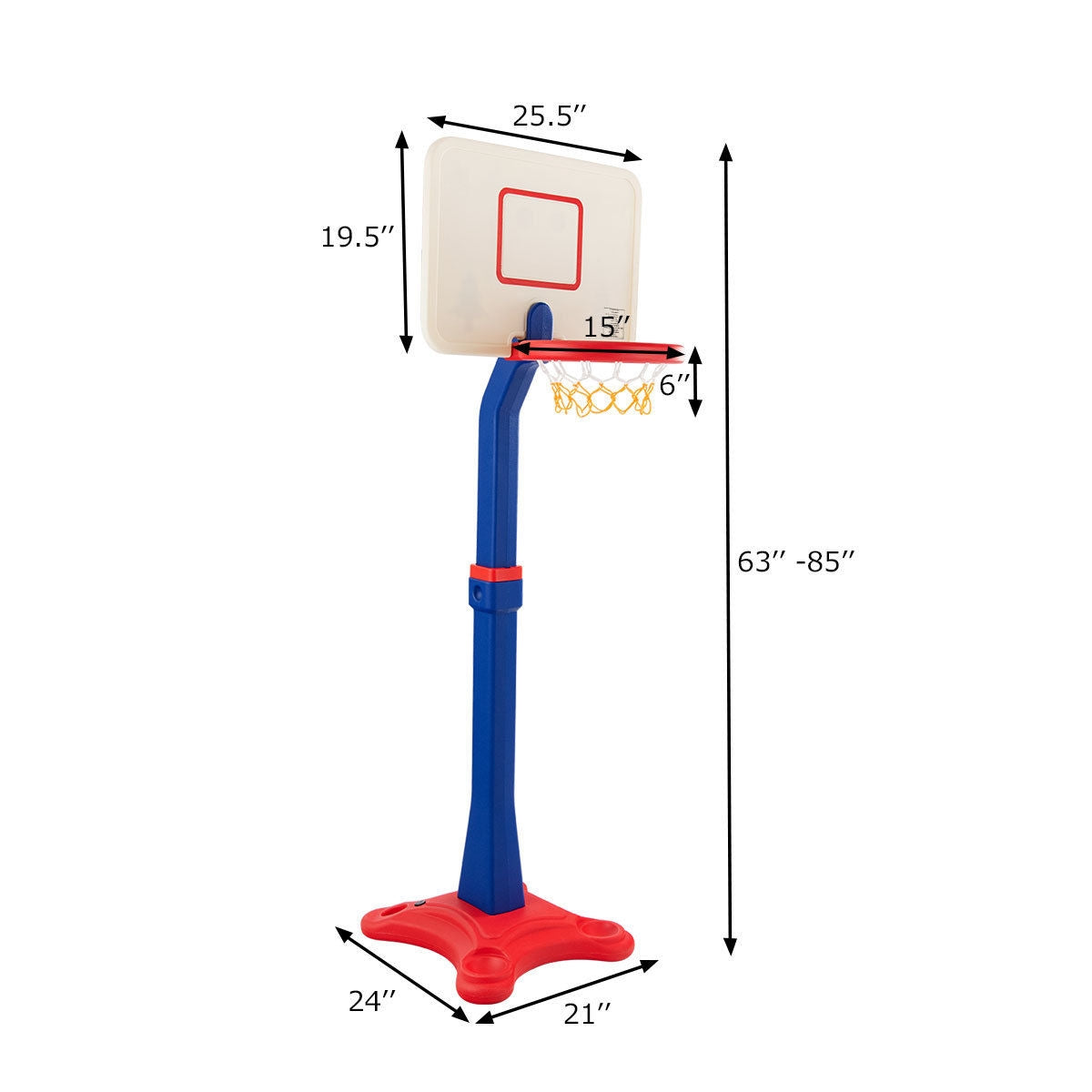 Kids Adjustable Height Basketball Hoop Stand Kids Crystal