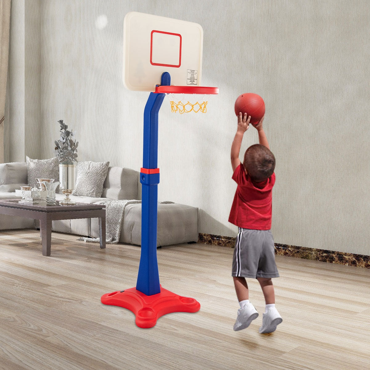 Kids Adjustable Height Basketball Hoop Stand Kids Crystal