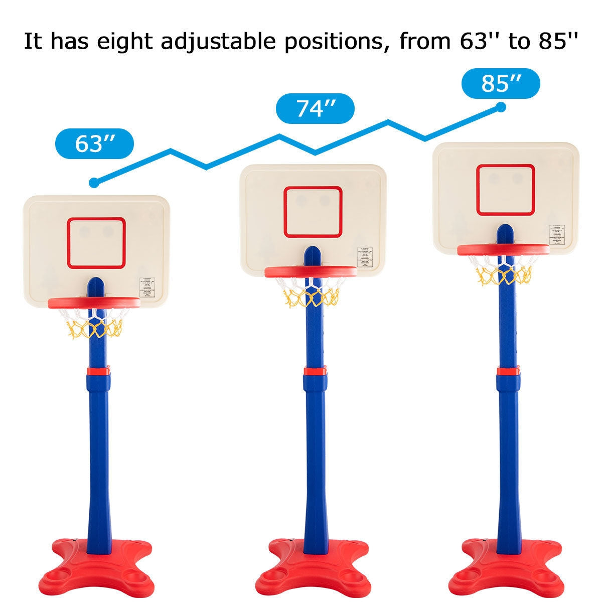 Kids Adjustable Height Basketball Hoop Stand Kids Crystal