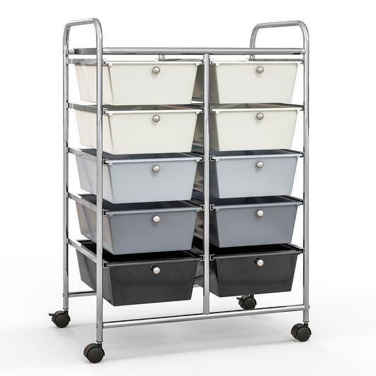 10-Drawer Rolling Storage Cart-Beige & Gray Kids Crystal