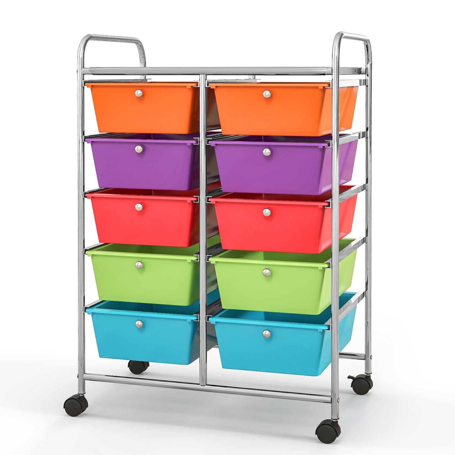 10-Drawer Rolling Storage Cart-Deep Multicolor Kids Crystal