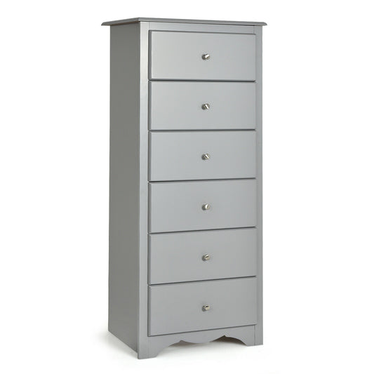 6 Drawers Chest Dresser Clothes Storage Bedroom Furniture Cabinet-Gray Kids Crystal