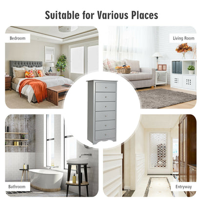 6 Drawers Chest Dresser Clothes Storage Bedroom Furniture Cabinet-Gray