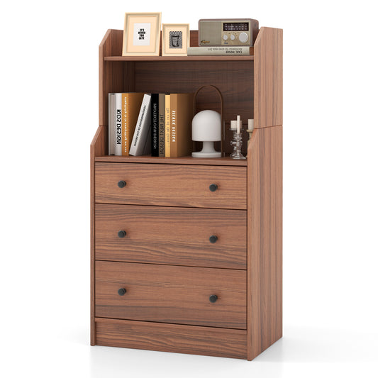 Modern Storage Dresser with Anti-toppling Device-Walnut Kids Crystal