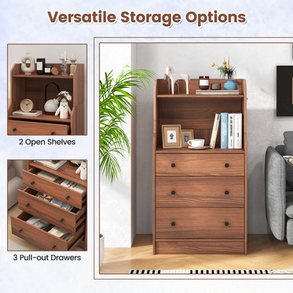Modern Storage Dresser with Anti-toppling Device-Walnut