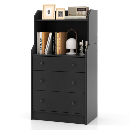 Modern Storage Dresser with Anti-toppling Device-Black Kids Crystal
