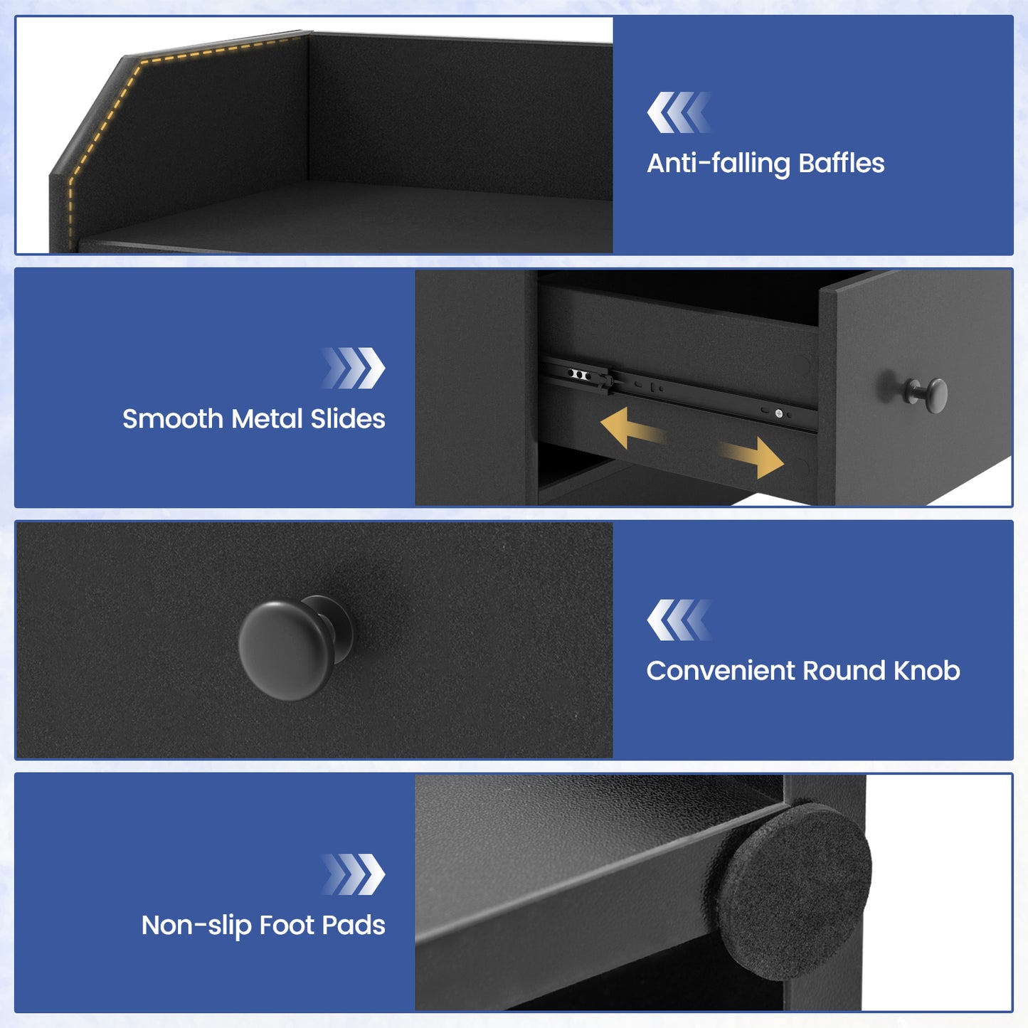 Modern Storage Dresser with Anti-toppling Device-Black Kids Crystal