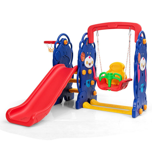3-in-1 Toddler Climber and Swing Playset Kids Crystal
