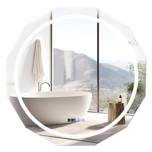 Defogging LED Bathroom Mirror with Stepless 3 Colors Temperature Kids Crystal