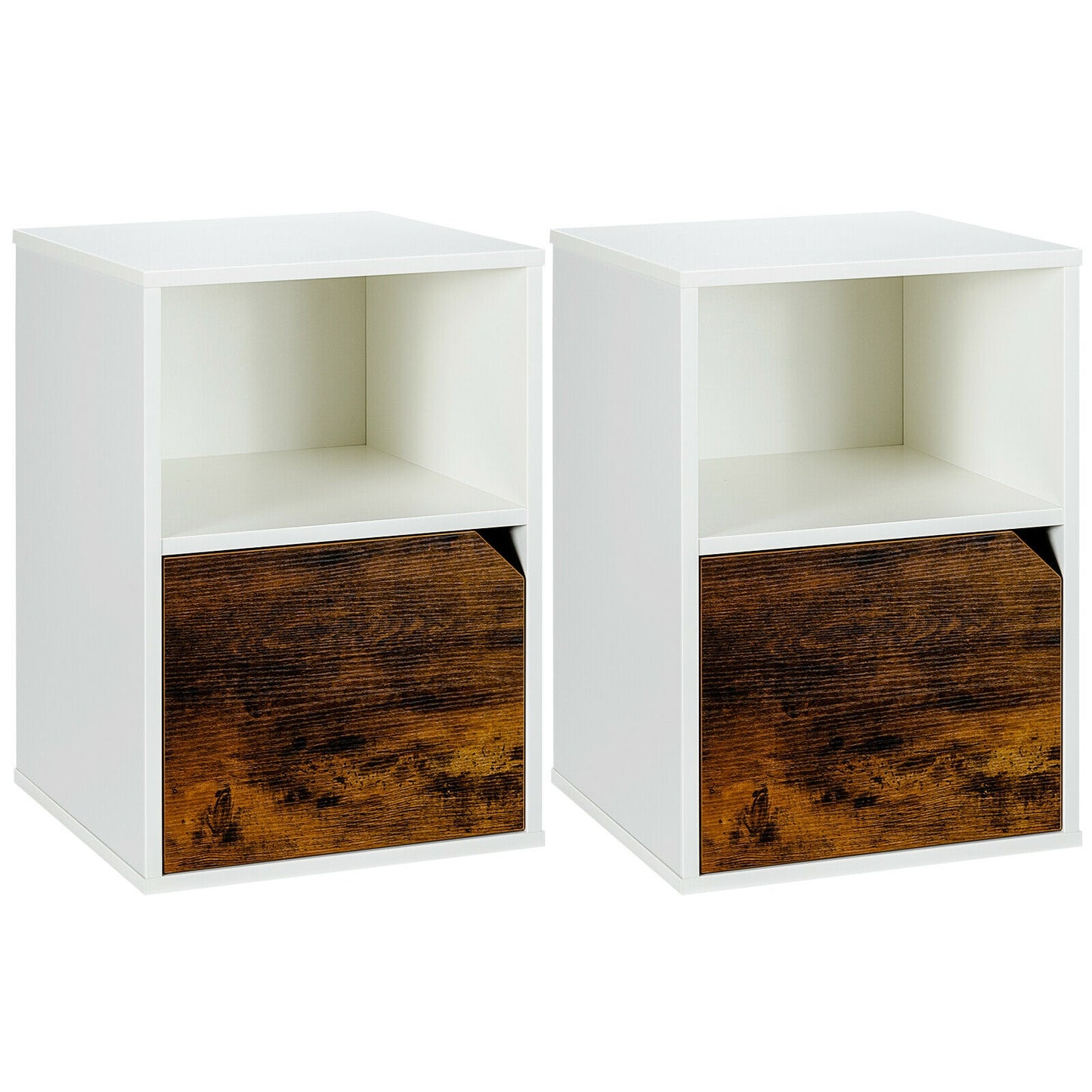 Set of 2 Nightstands Side End Table for Living Room-White Kids Crystal