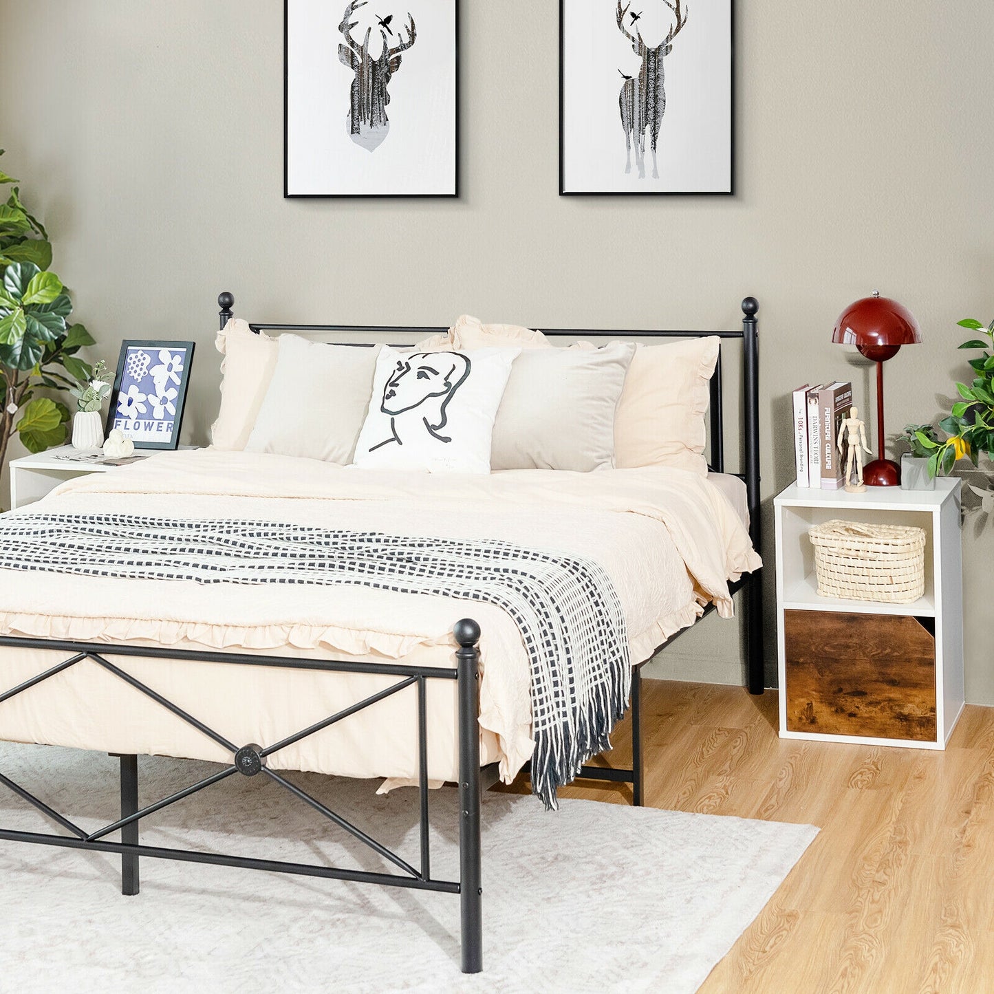 Set of 2 Nightstands Side End Table for Living Room-White Kids Crystal