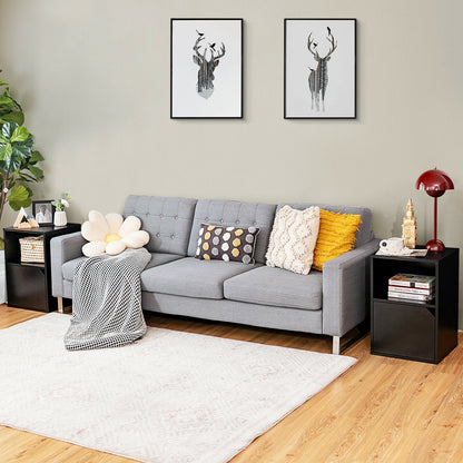 Set of 2 Nightstands Side End Table for Living Room-Black