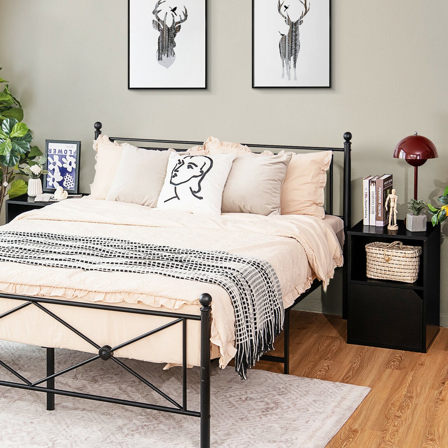 Set of 2 Nightstands Side End Table for Living Room-Black Kids Crystal