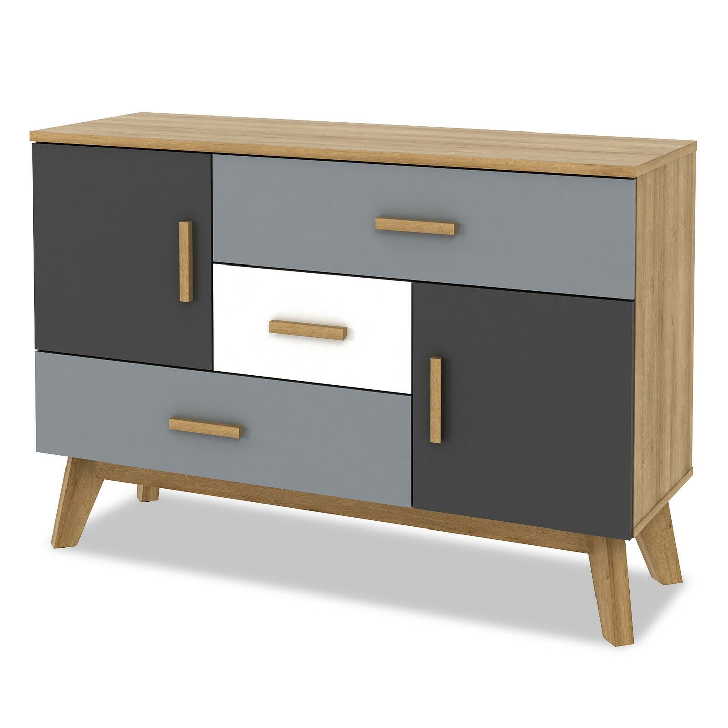 Free-standing Storage Floor Cabinet with 2 Doors and 3 Drawers Kids Crystal