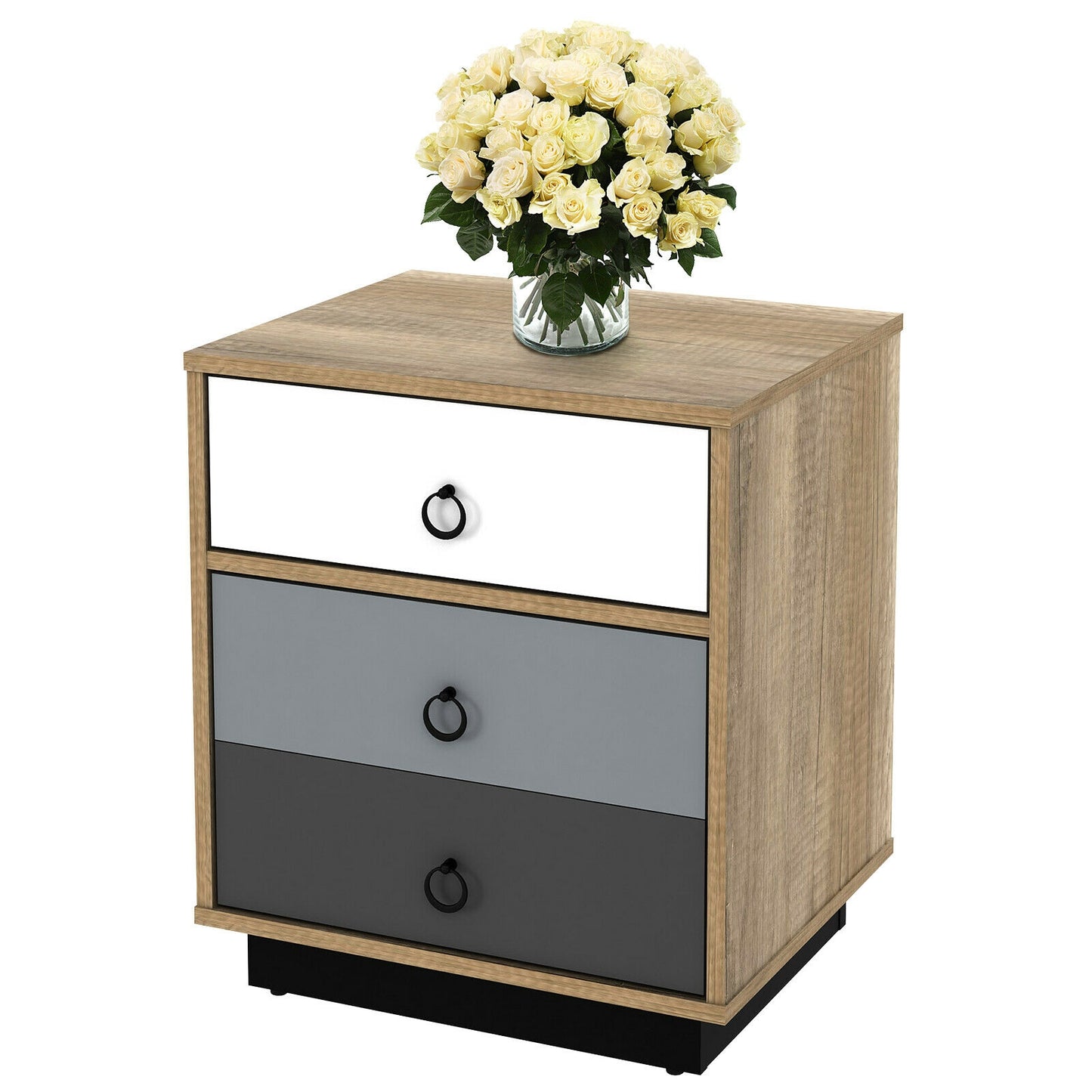 Nightstand with Drawer and Storage Cabinet Wooden Sofa Side Table End Table Kids Crystal