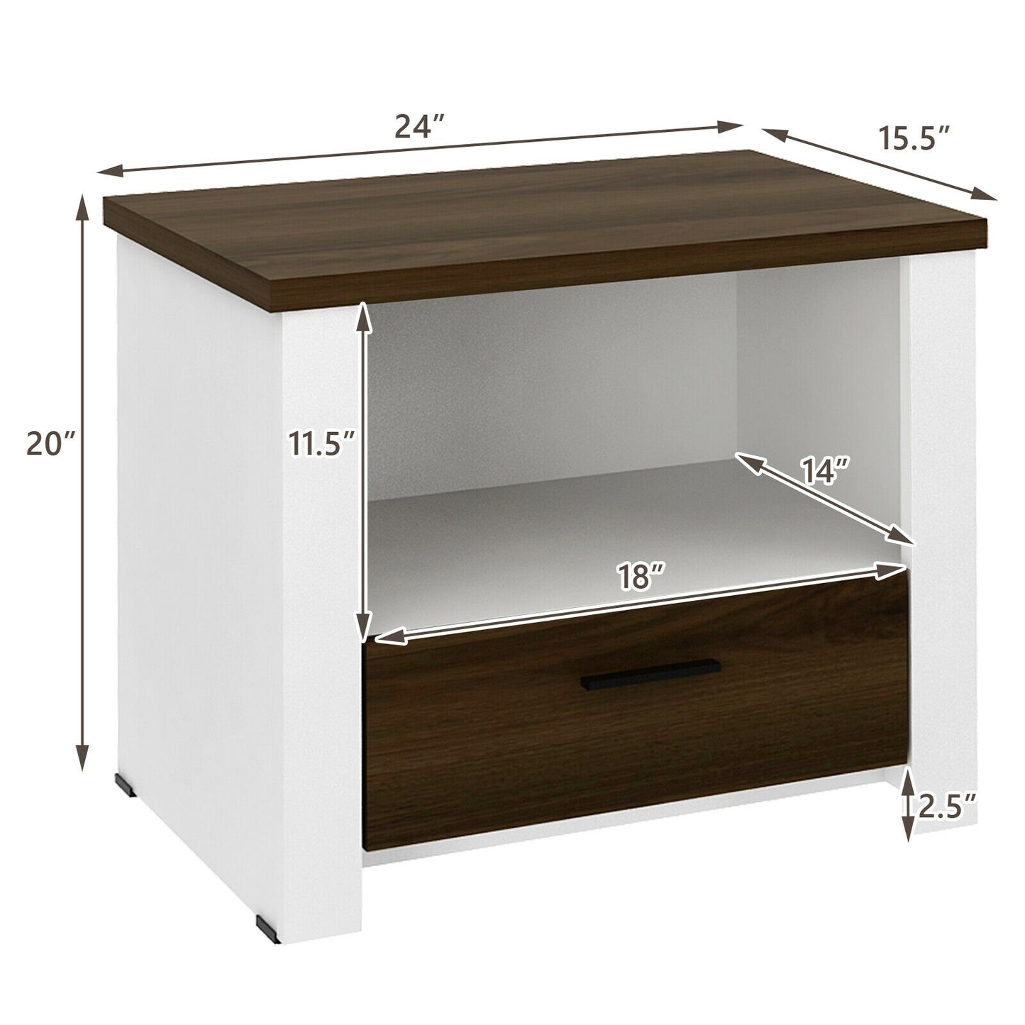 Accent Nightstand with Drawer and Open Shelf Kids Crystal