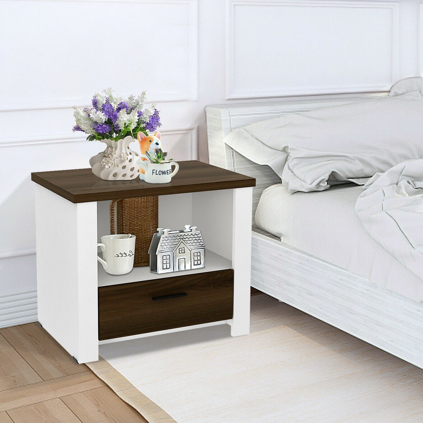 Accent Nightstand with Drawer and Open Shelf Kids Crystal