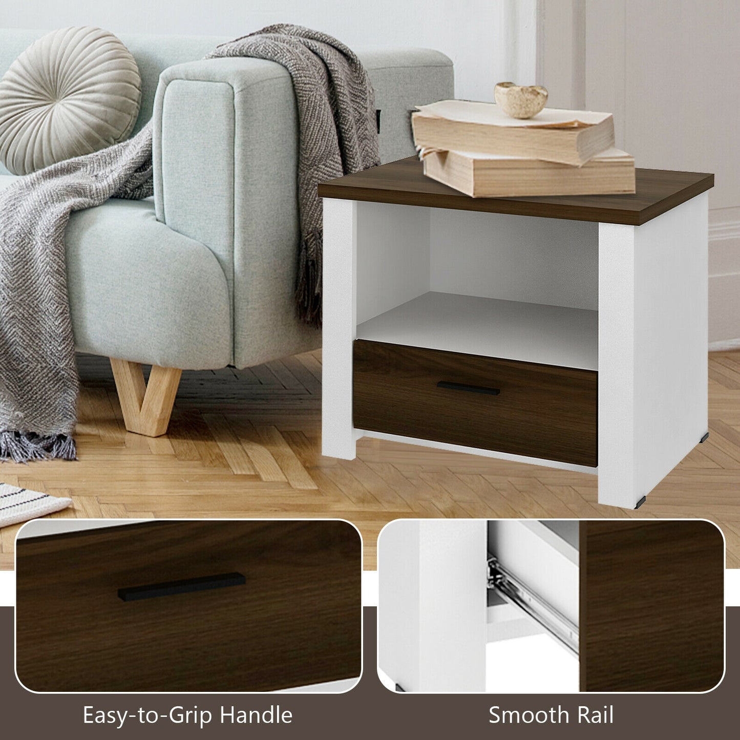 Accent Nightstand with Drawer and Open Shelf Kids Crystal