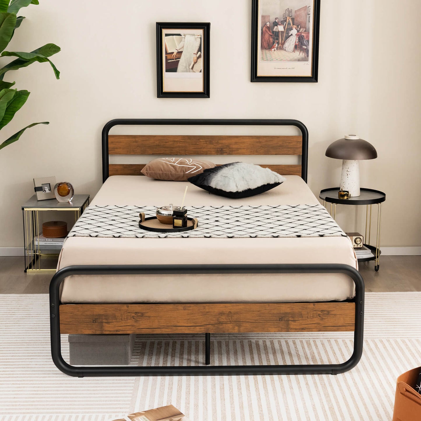 Arc Platform Bed with Headboard and Footboard-Full Size Kids Crystal