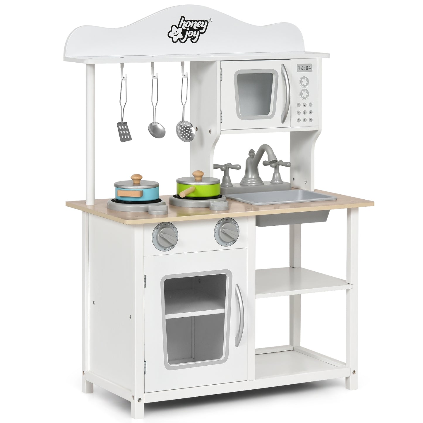 Wooden Pretend Play Kitchen Set for Kids with Accessories and Sink Kids Crystal