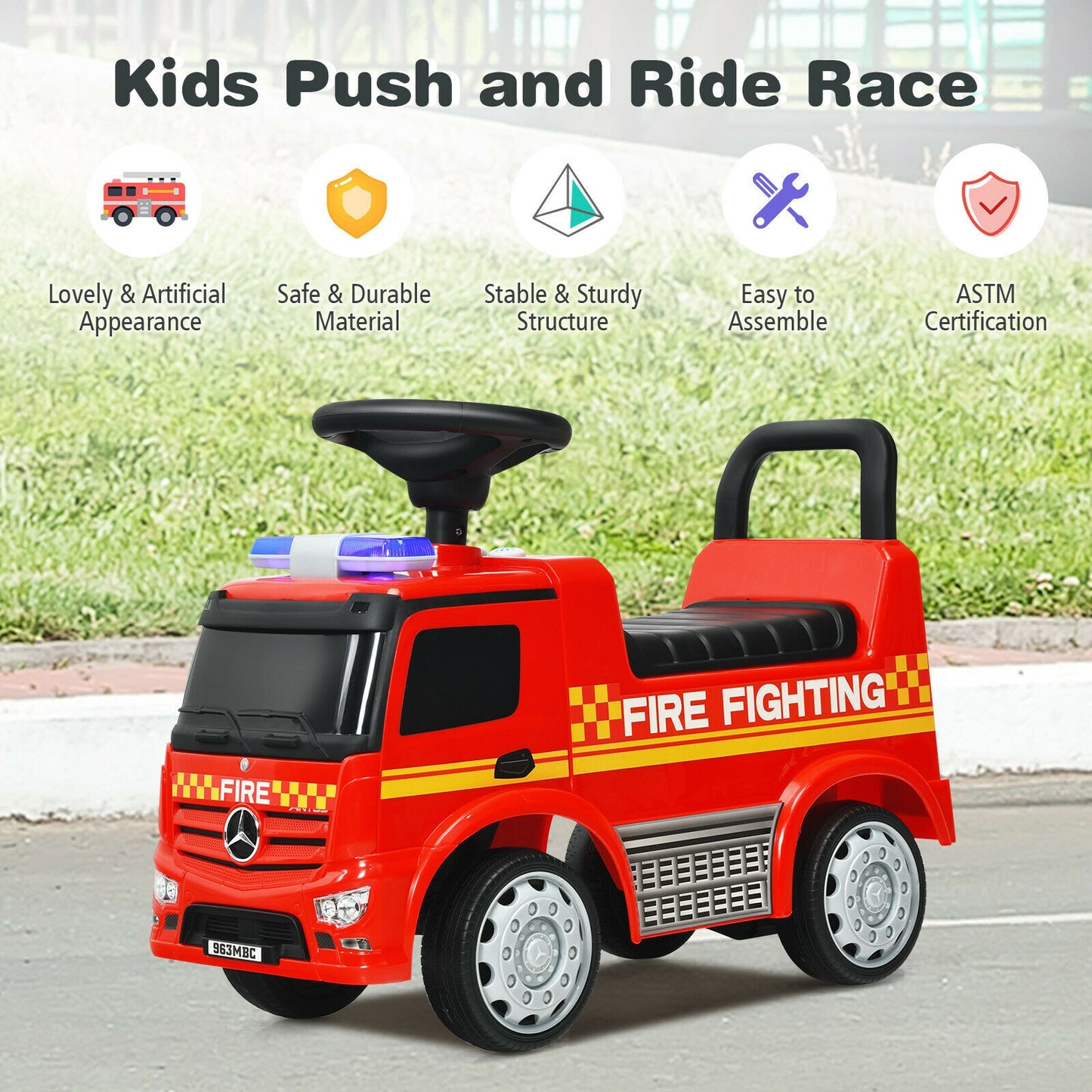 Licensed Mercedes Benz Kids Fire Engine Racer-Red Kids Crystal