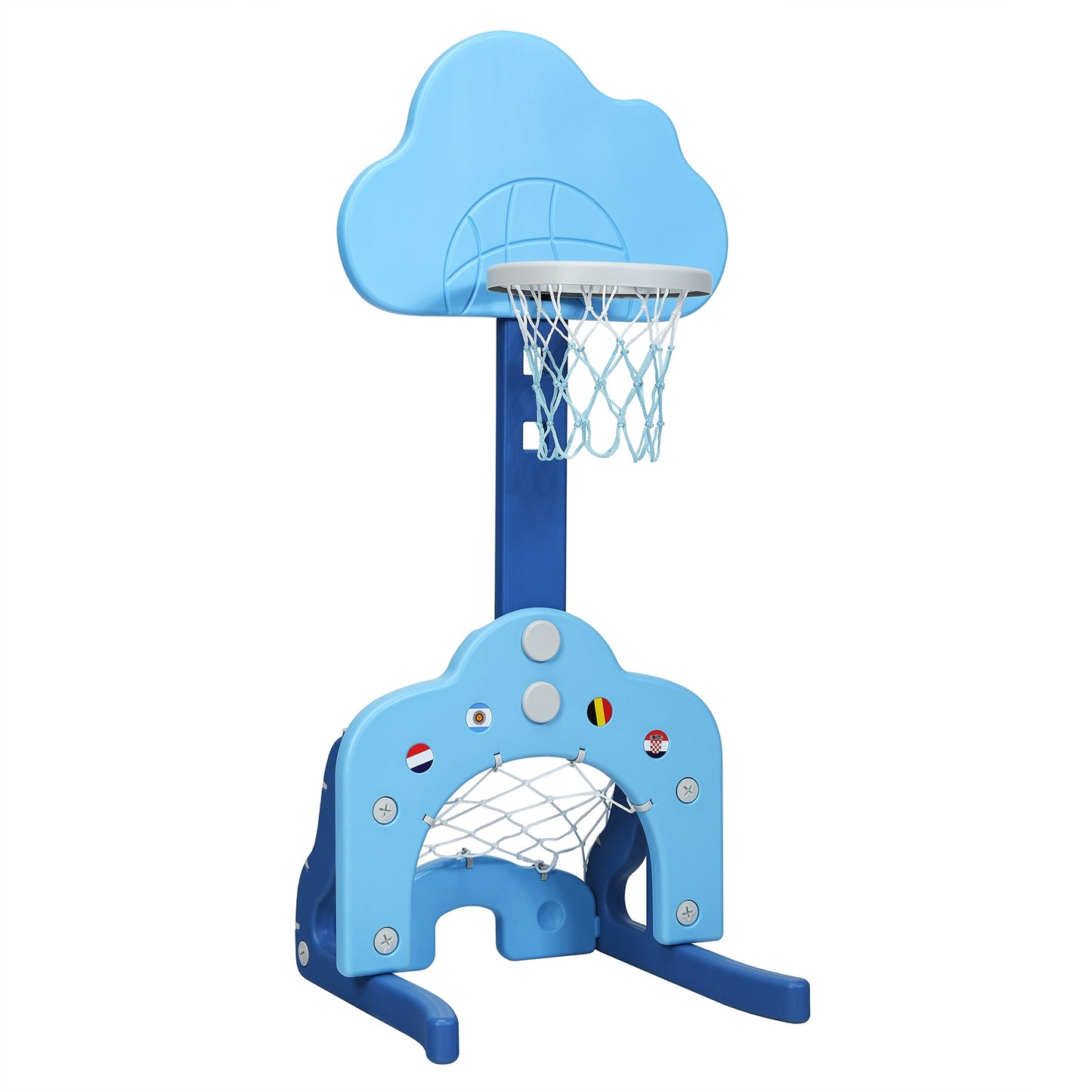 3 in 1 Kids Basketball Hoop Set with Balls-Blue Kids Crystal