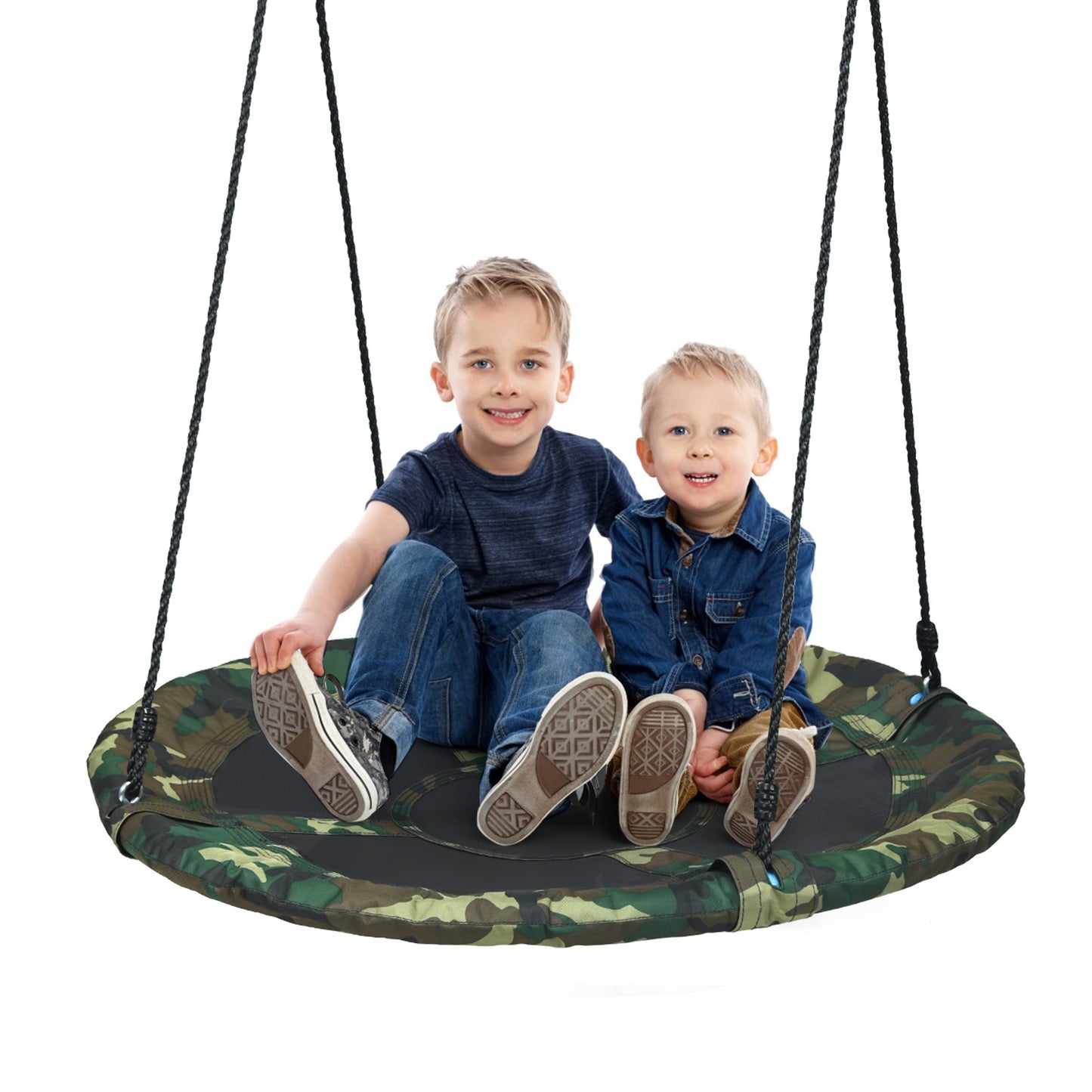 40 Inch Flying Saucer Tree Swing Outdoor Play Set with Adjustable Ropes Gift for Kids-Green Kids Crystal