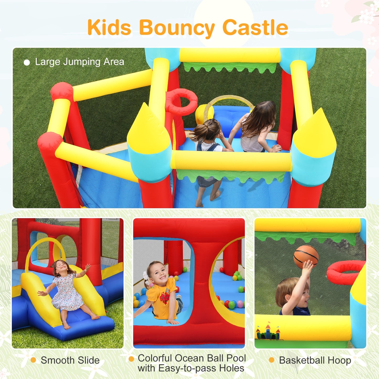 Inflatable Bounce Slide Jumping Castle Without Blower Kids Crystal
