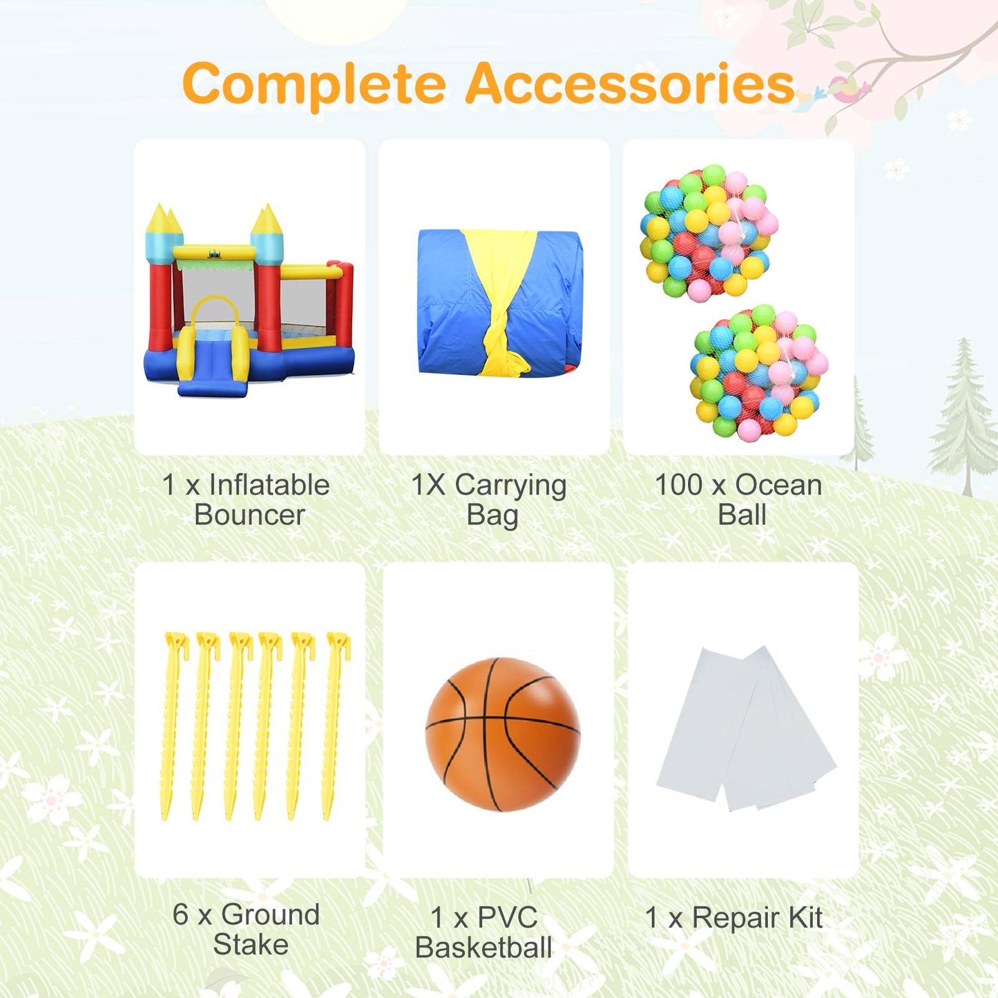 Inflatable Bounce Slide Jumping Castle Without Blower Kids Crystal