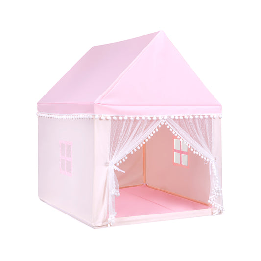 Kids Play Tent Large Playhouse Children Play Castle Fairy Tent Gift with Mat-Pink Kids Crystal